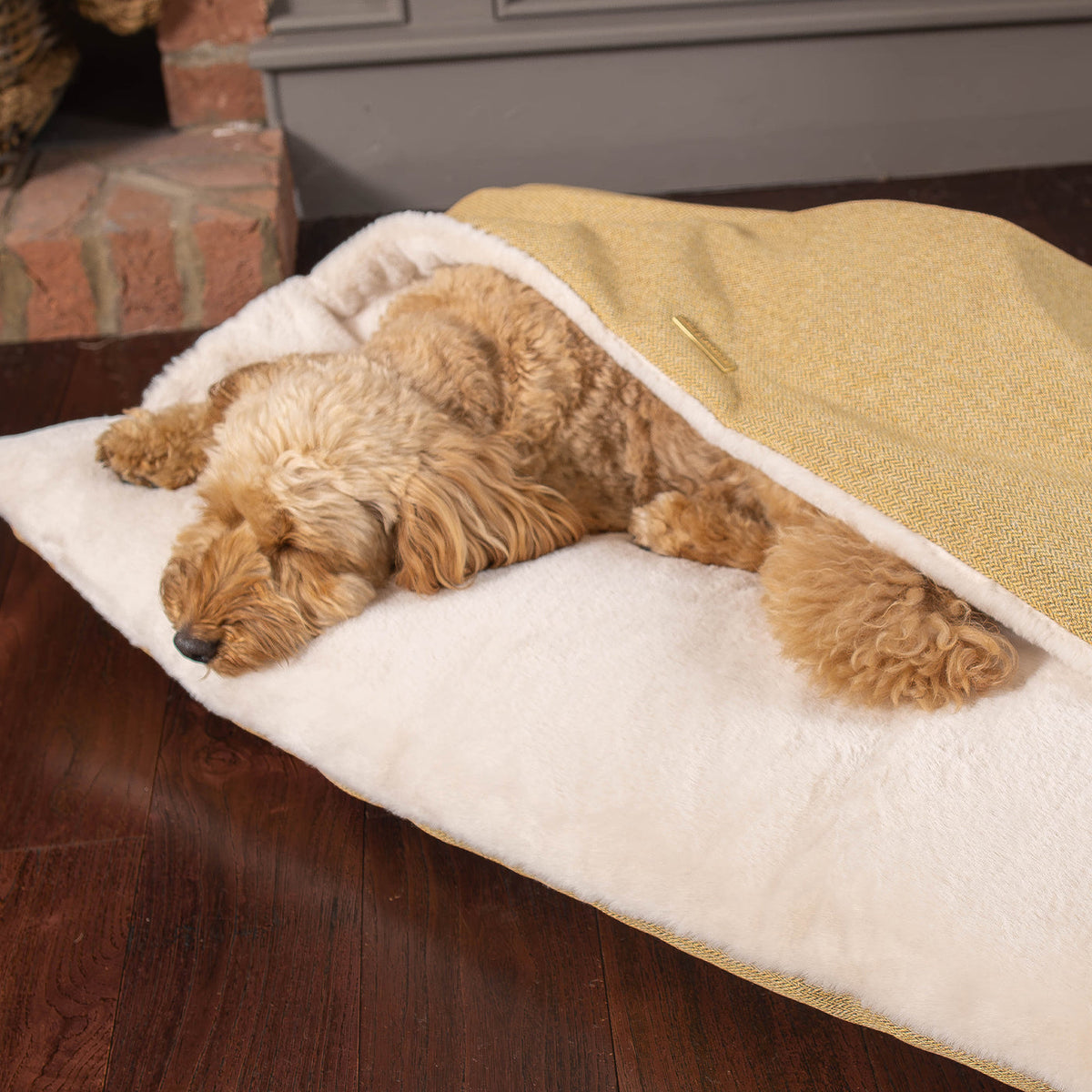 Sleepy Burrows Bed With Removable Cover In Honeysuckle Orkney Tweed