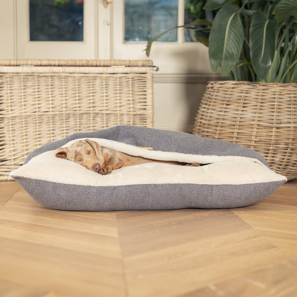 Sleepy Burrows Bed With Removable Cover in Oxford Herringbone, view 6