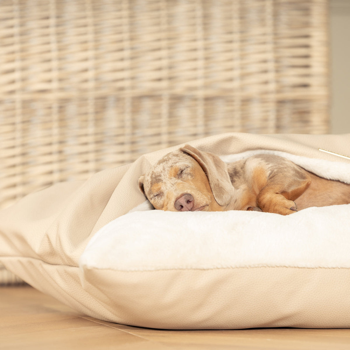 Sleepy Burrows Bed With Removable Cover in Sand Rhino Tough Faux Leather, view 8