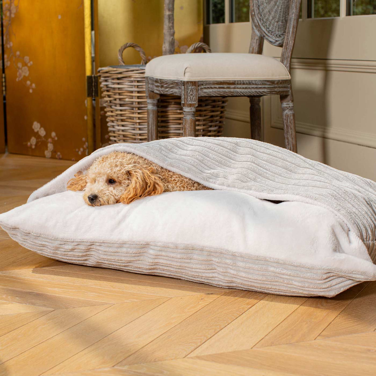 Sleepy Burrows Bed With Removable Cover In Light Grey Essentials Plush, view 5