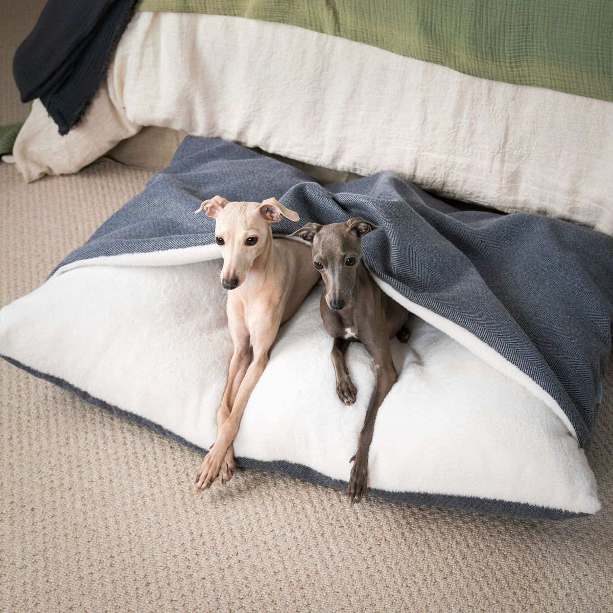Sleepy Burrows Bed With Removable Cover in Oxford Herringbone, view 5