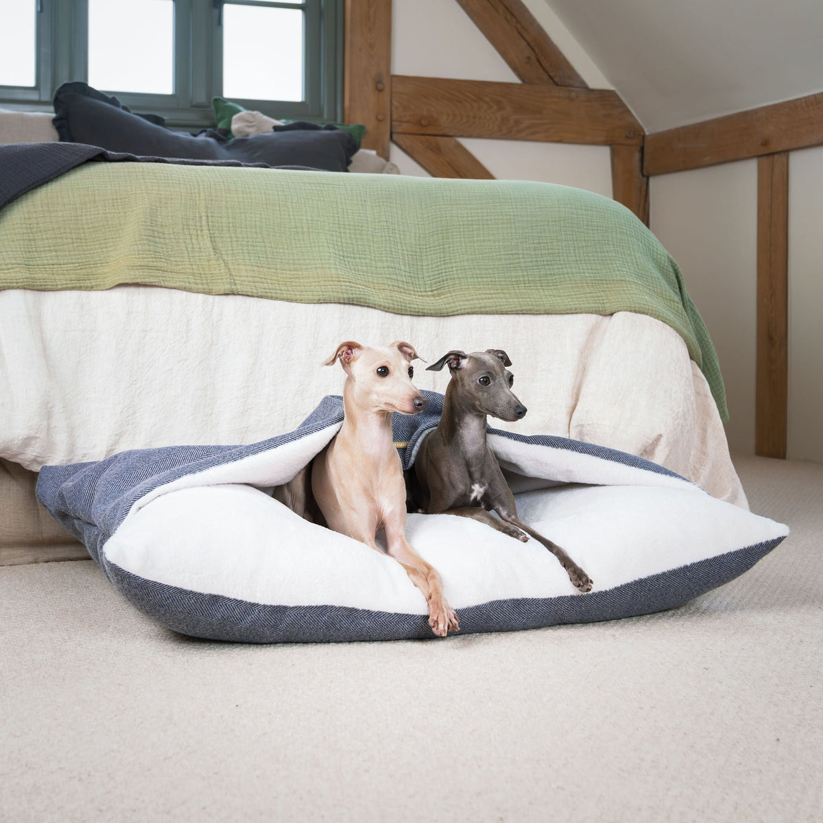 Sleepy Burrows Bed With Removable Cover in Oxford Herringbone, view 4