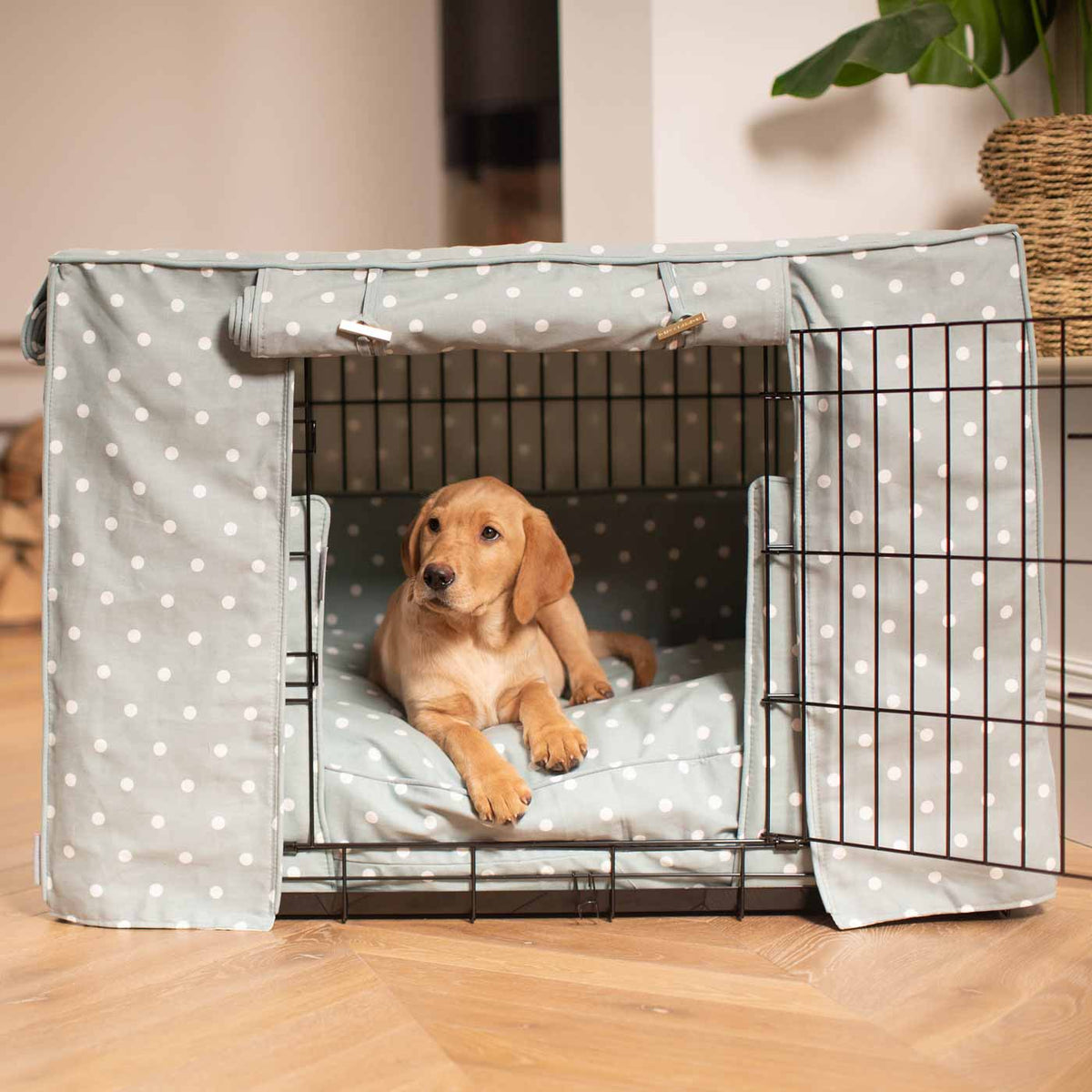 Dog Crate Set in Duck Egg Spot, view 3