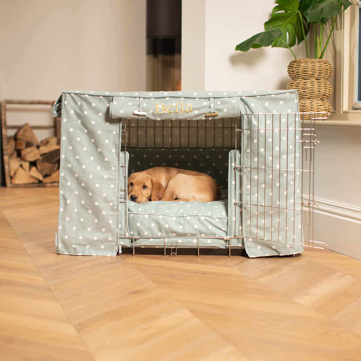 Dog Crate Set in Duck Egg Spot, view 9