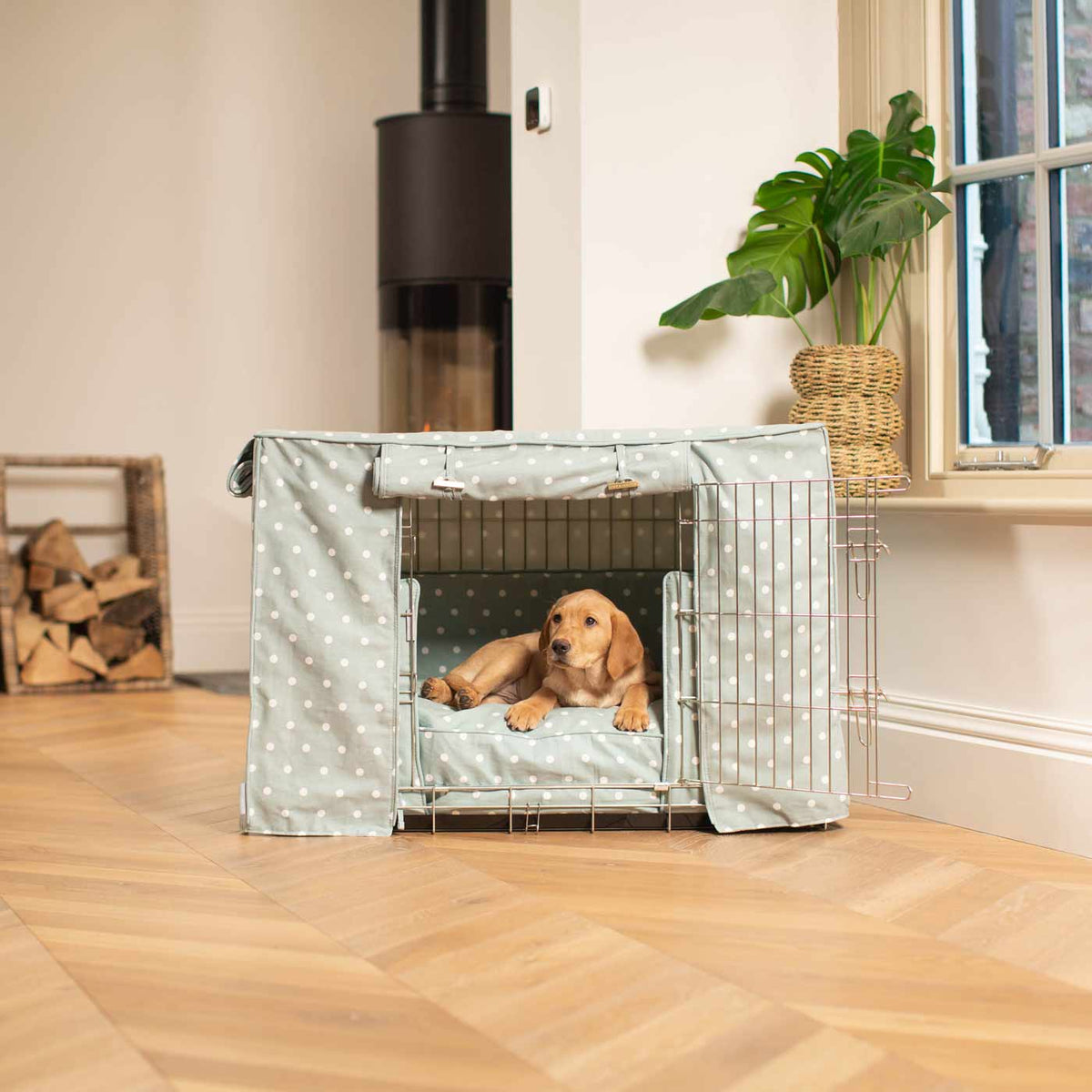 Dog Crate Set in Duck Egg Spot, view 13