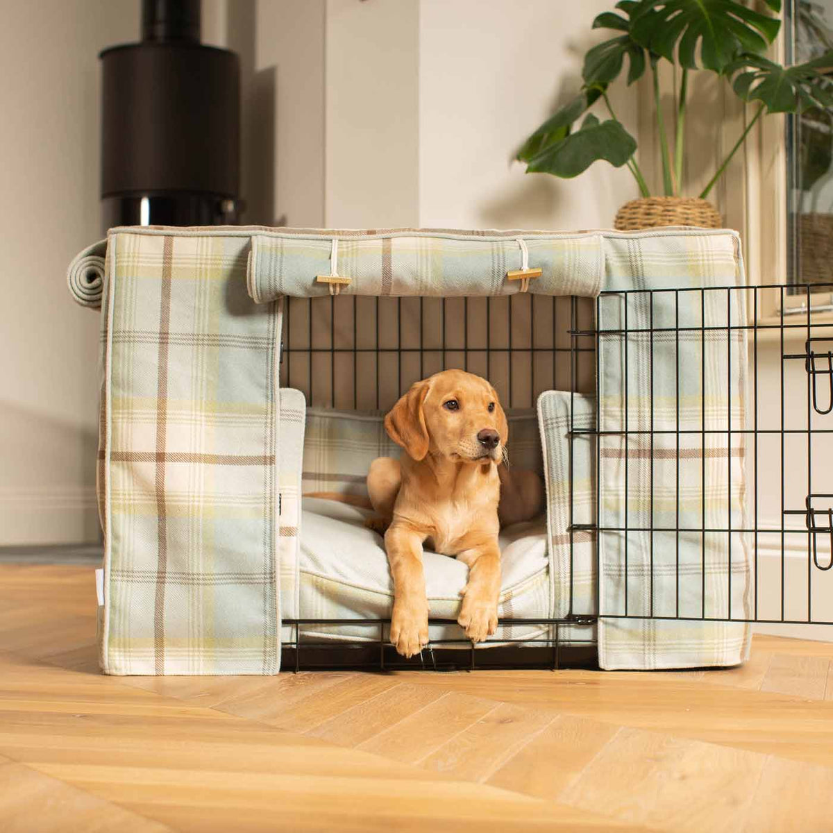 Dog Crate Set in Balmoral Duck Egg Tweed, view 10