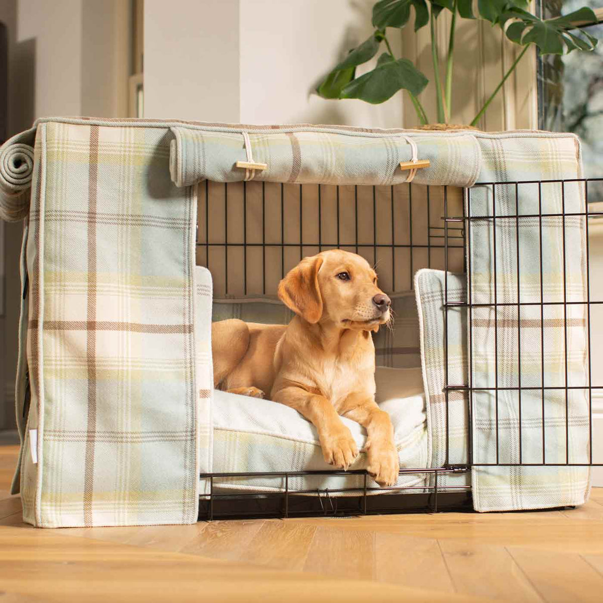 Dog Crate Set in Balmoral Duck Egg Tweed, view 9
