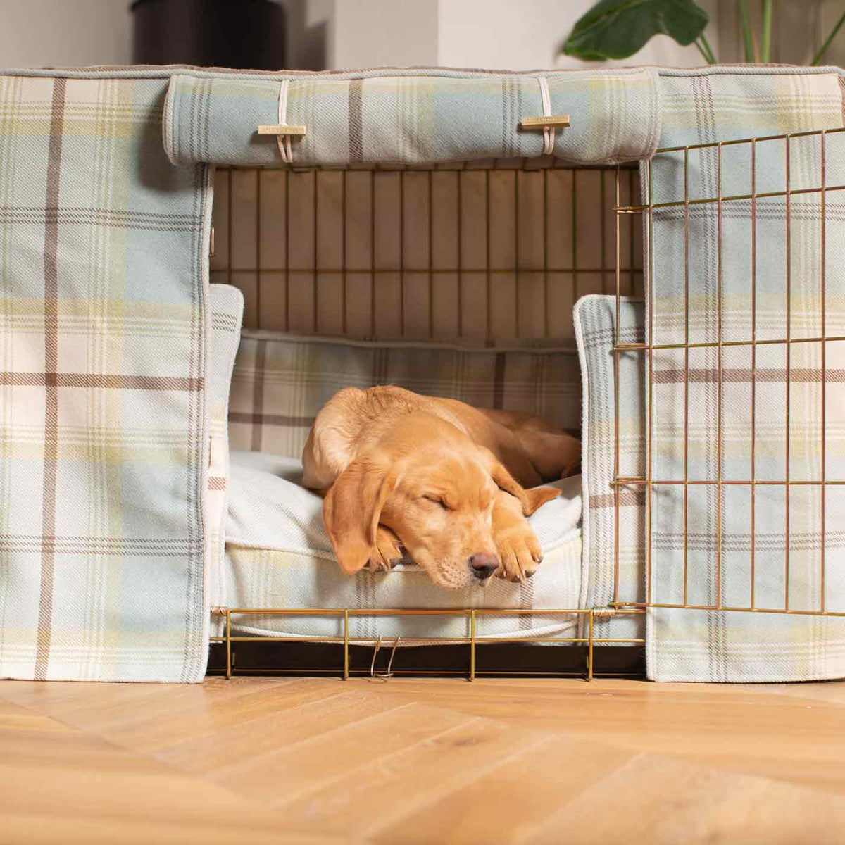 Dog Crate Set in Balmoral Duck Egg Tweed, view 6