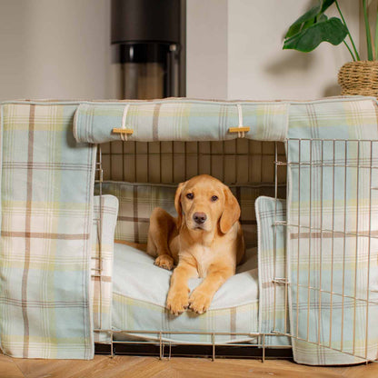 Dog Crate Set in Balmoral Duck Egg Tweed, view 4