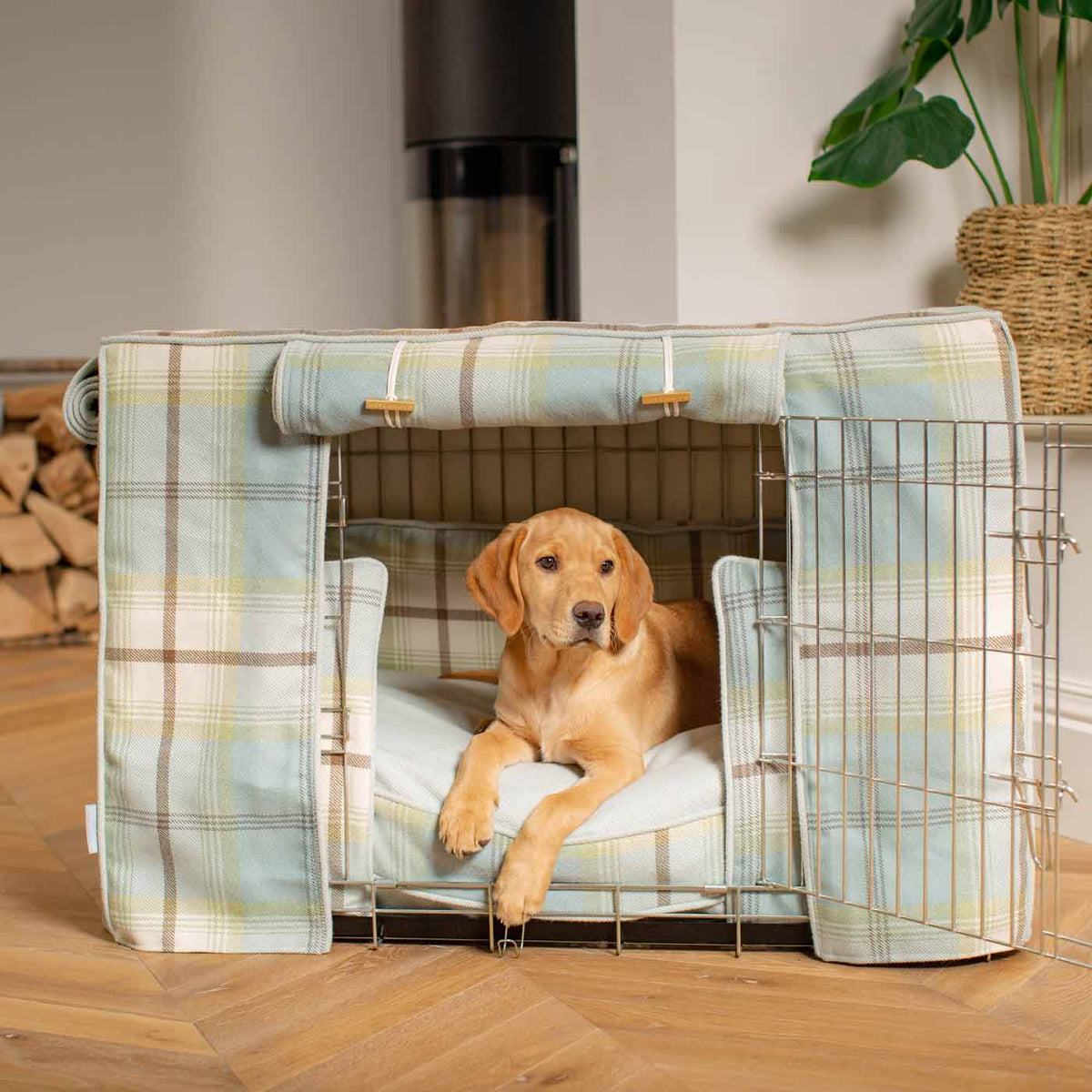 Dog Crate Set in Balmoral Duck Egg Tweed, view 11