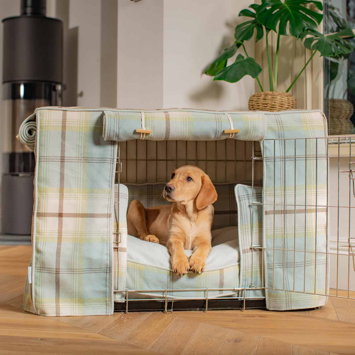 Dog Crate Set in Balmoral Duck Egg Tweed, view 3