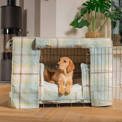 Dog Crate Set in Balmoral Duck Egg Tweed, view 3