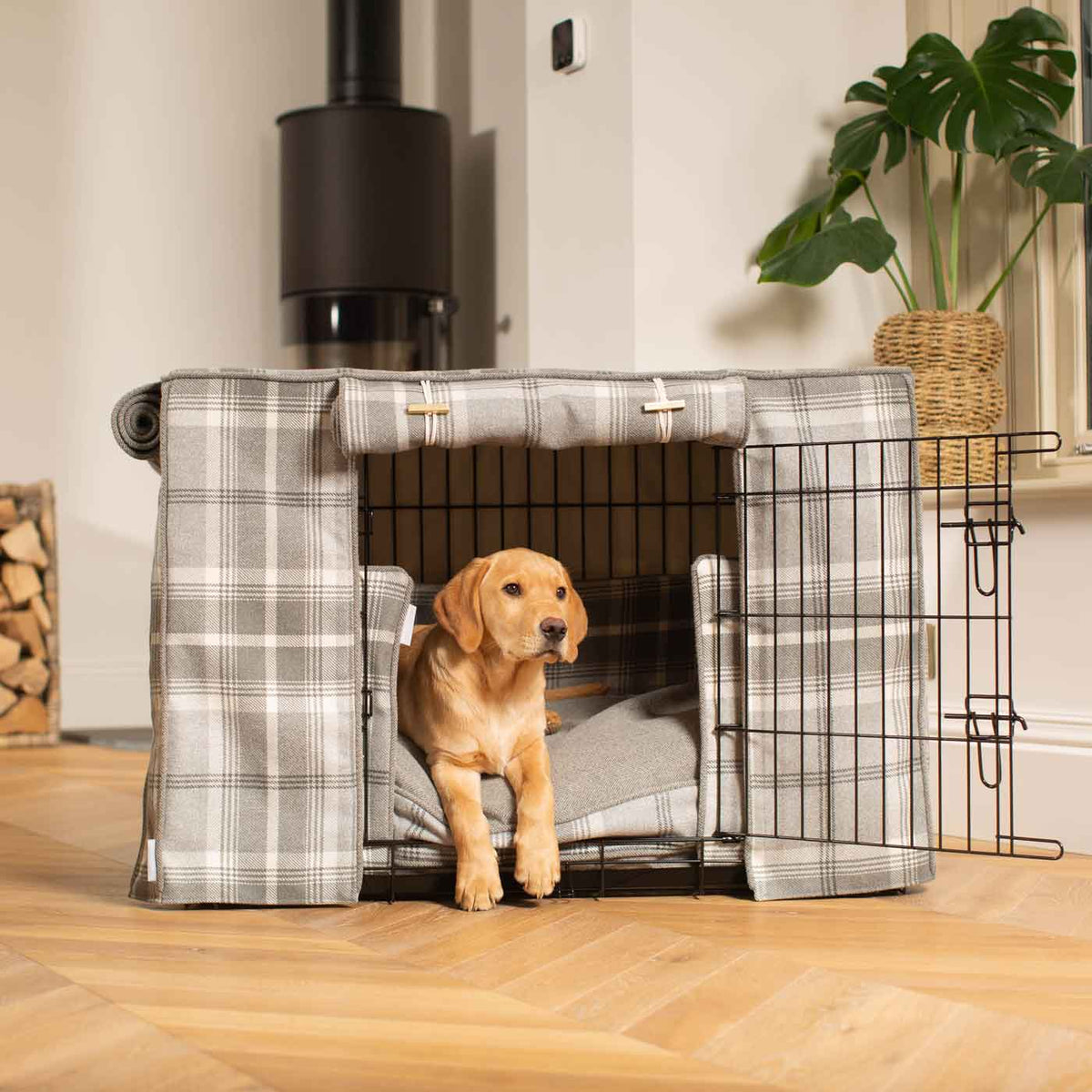 Dog Crate Set In Balmoral Dove Grey Tweed, view 5
