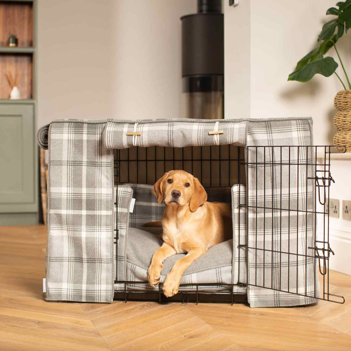 Dog Crate Set In Balmoral Dove Grey Tweed