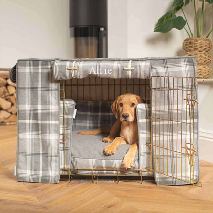 Dog Crate Set In Balmoral Dove Grey Tweed, view 18
