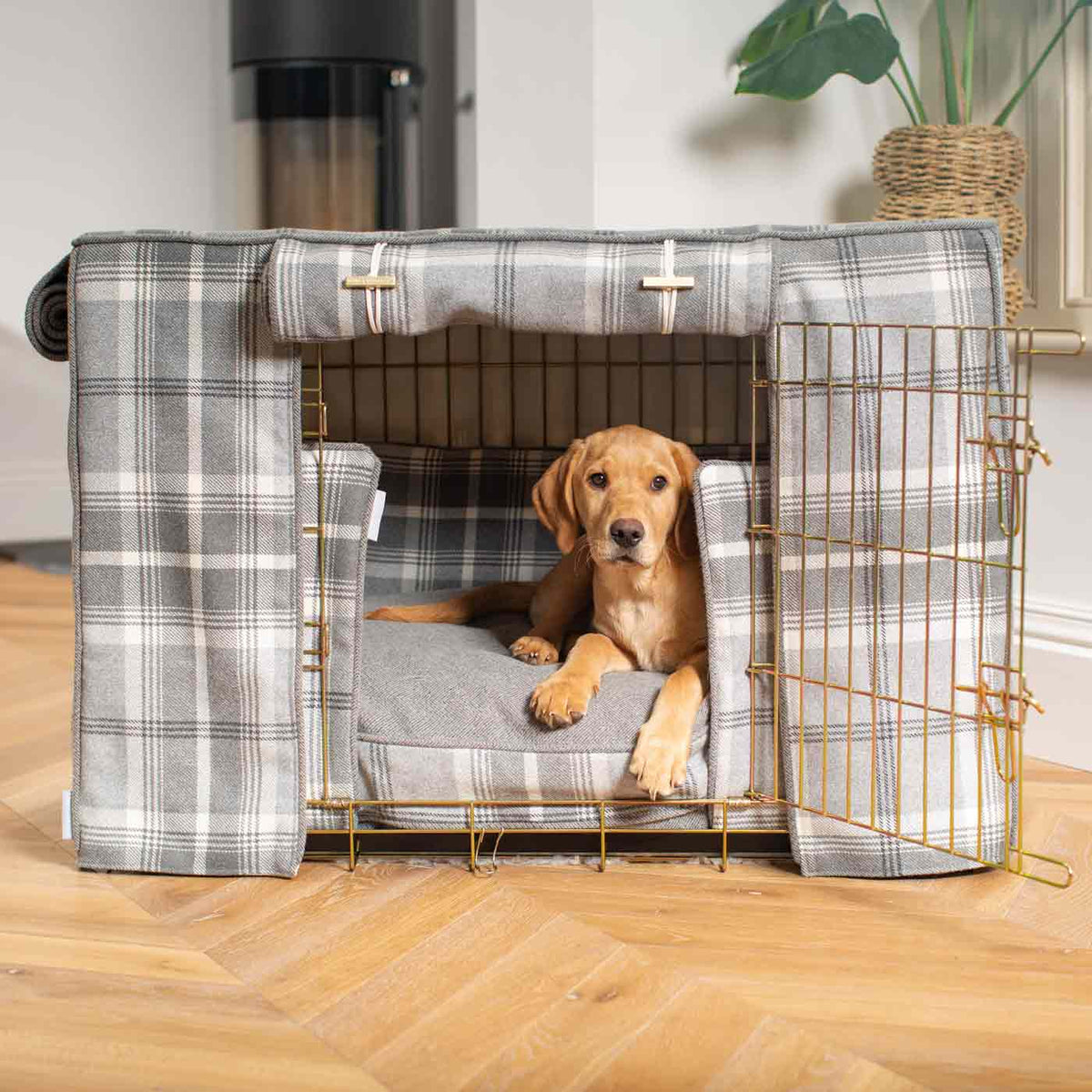 Dog Crate Set In Balmoral Dove Grey Tweed, view 12