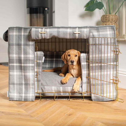 Dog Crate Set In Balmoral Dove Grey Tweed, view 12