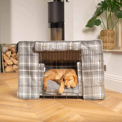 Dog Crate Set In Balmoral Dove Grey Tweed, view 7