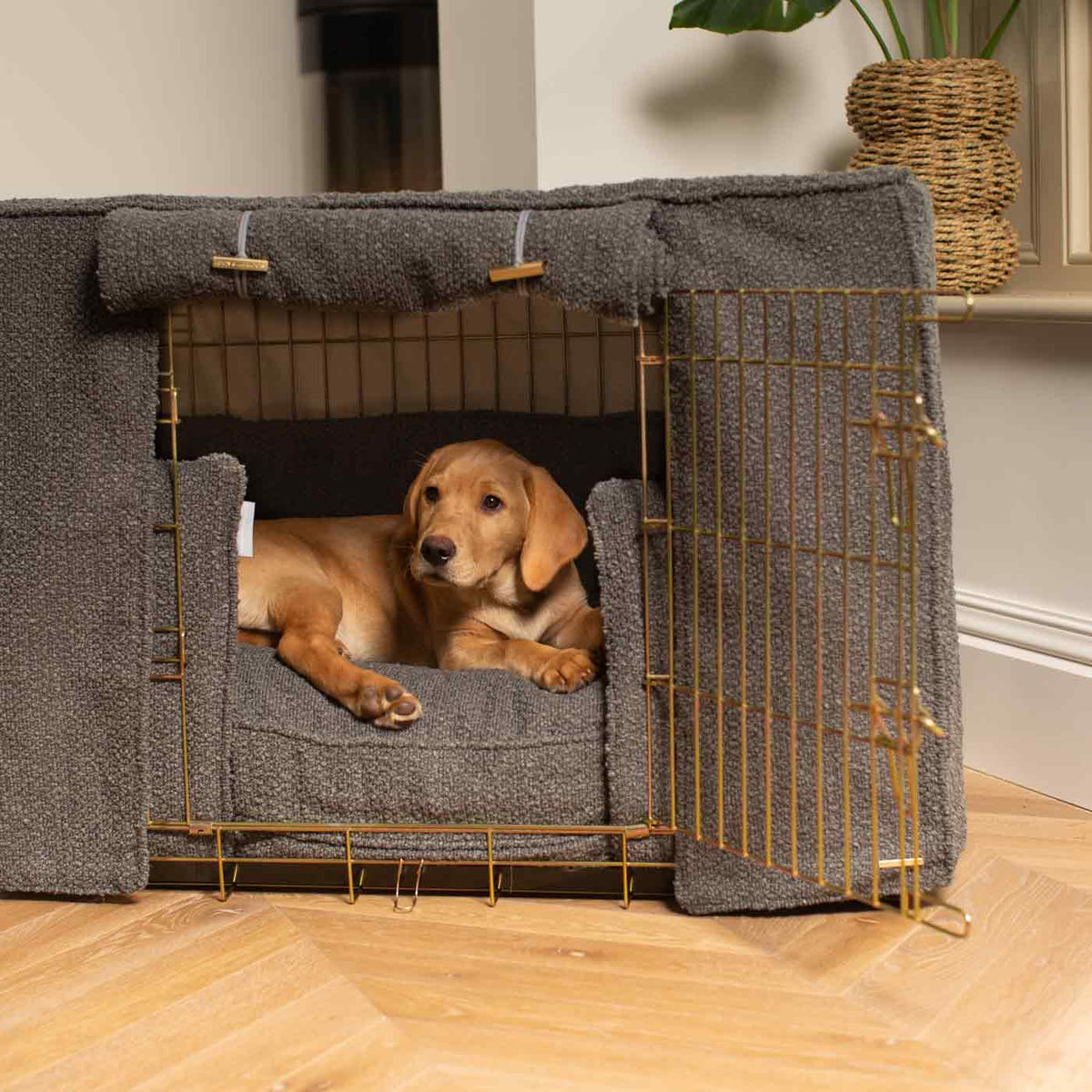 Dog Crate Set In Granite Bouclé, view 13