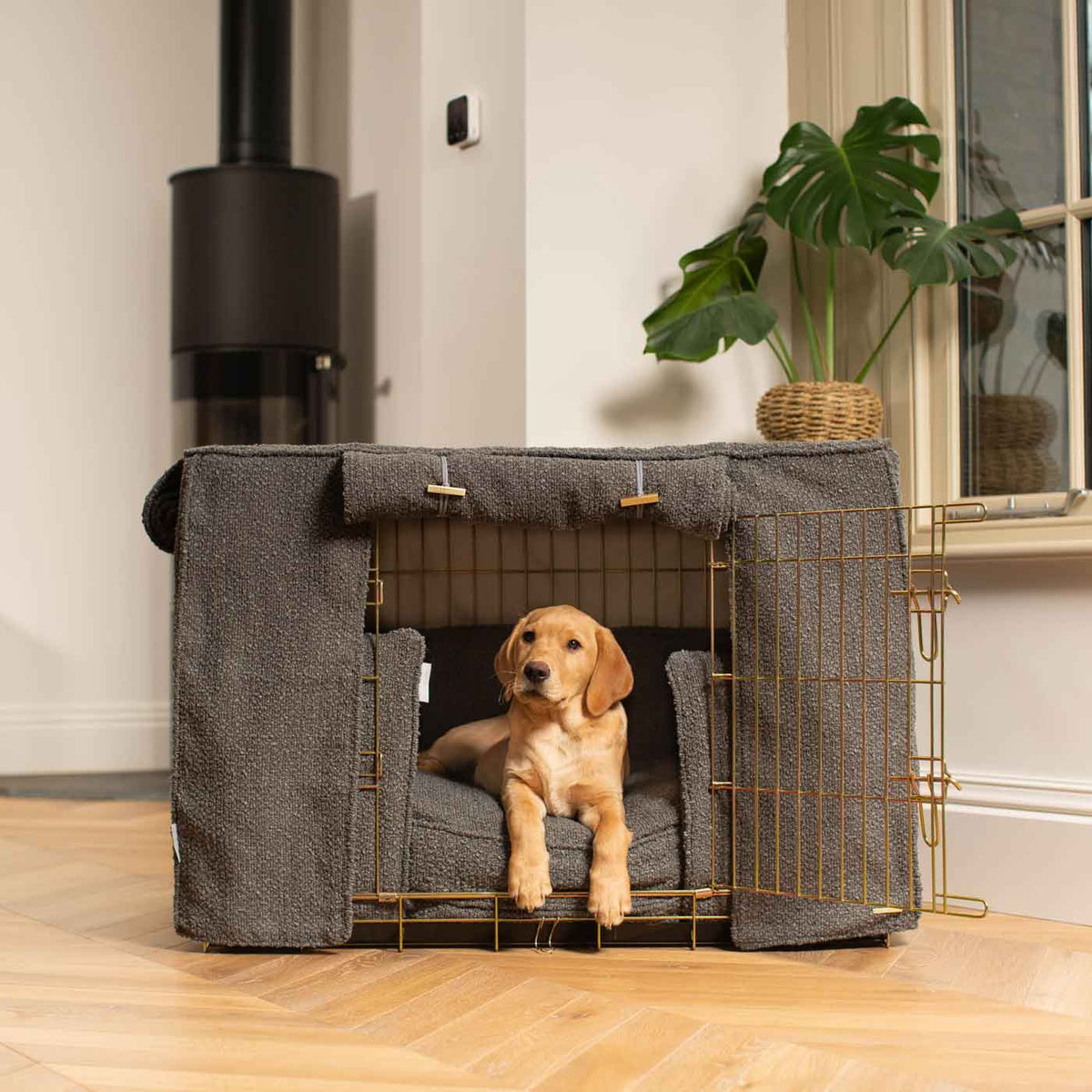 Dog Crate Set In Granite Bouclé, view 12