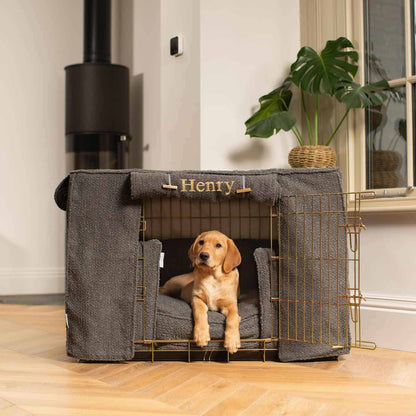 Dog Crate Set In Granite Bouclé, view 14