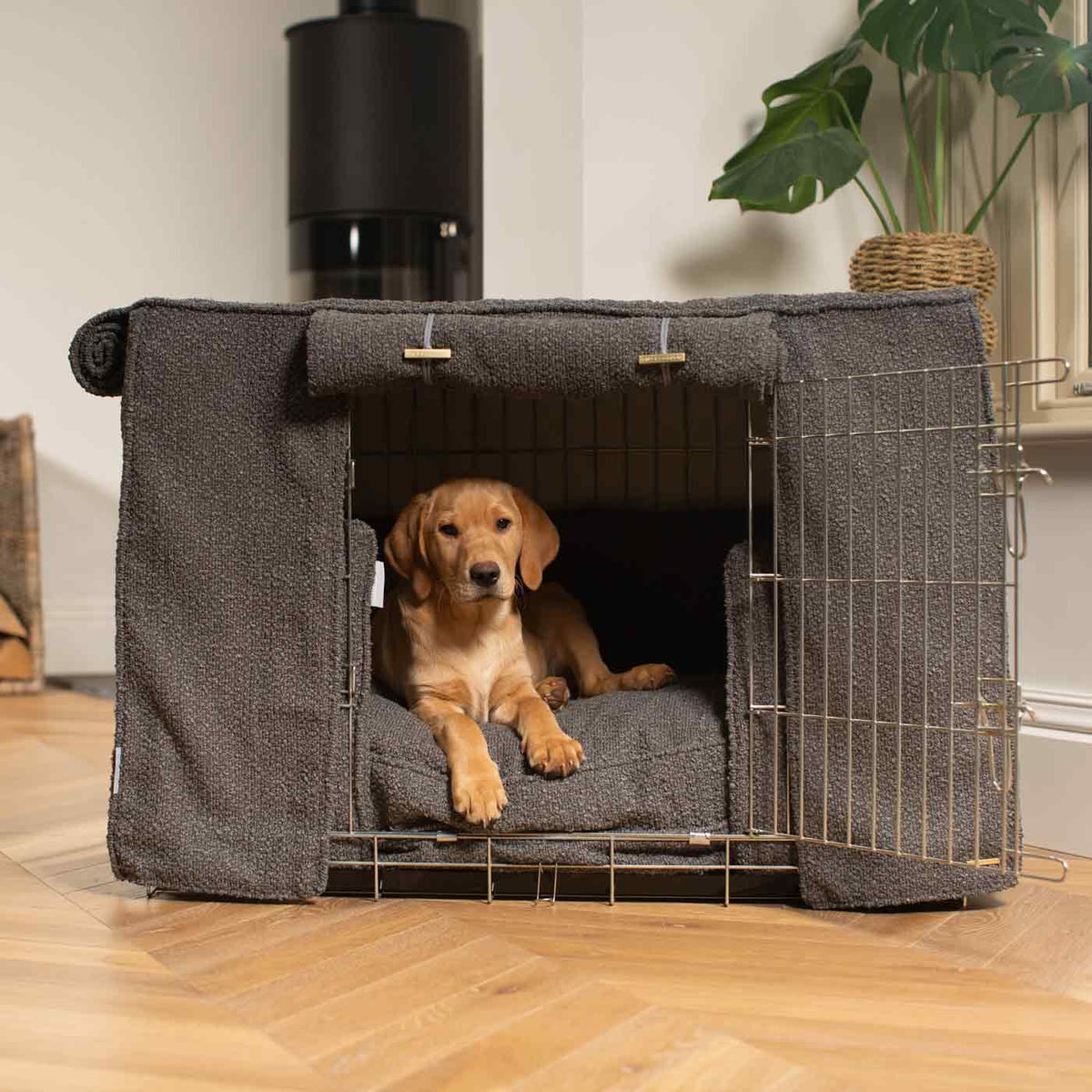 Dog Crate Set In Granite Bouclé, view 7