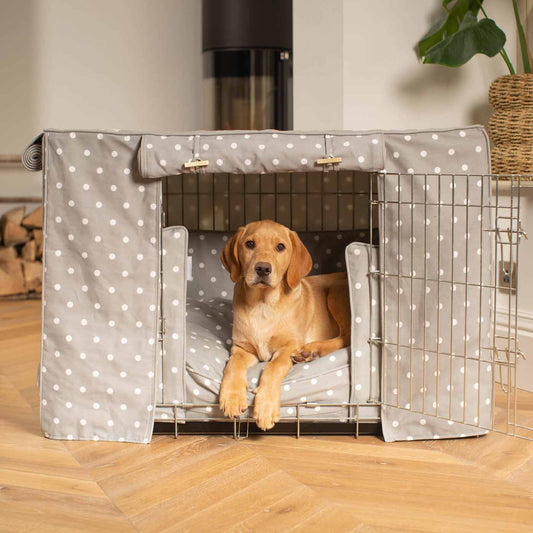 Dog Crate Set in Grey Spot