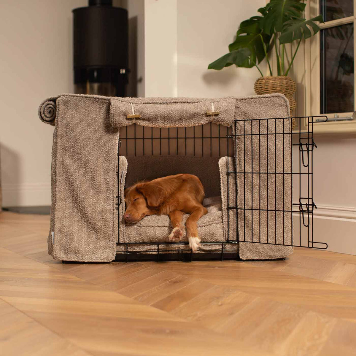 [TEST] Dog Crate Set In Mink Bouclé, view 4