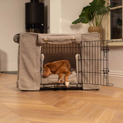 [TEST] Dog Crate Set In Mink Bouclé, view 4