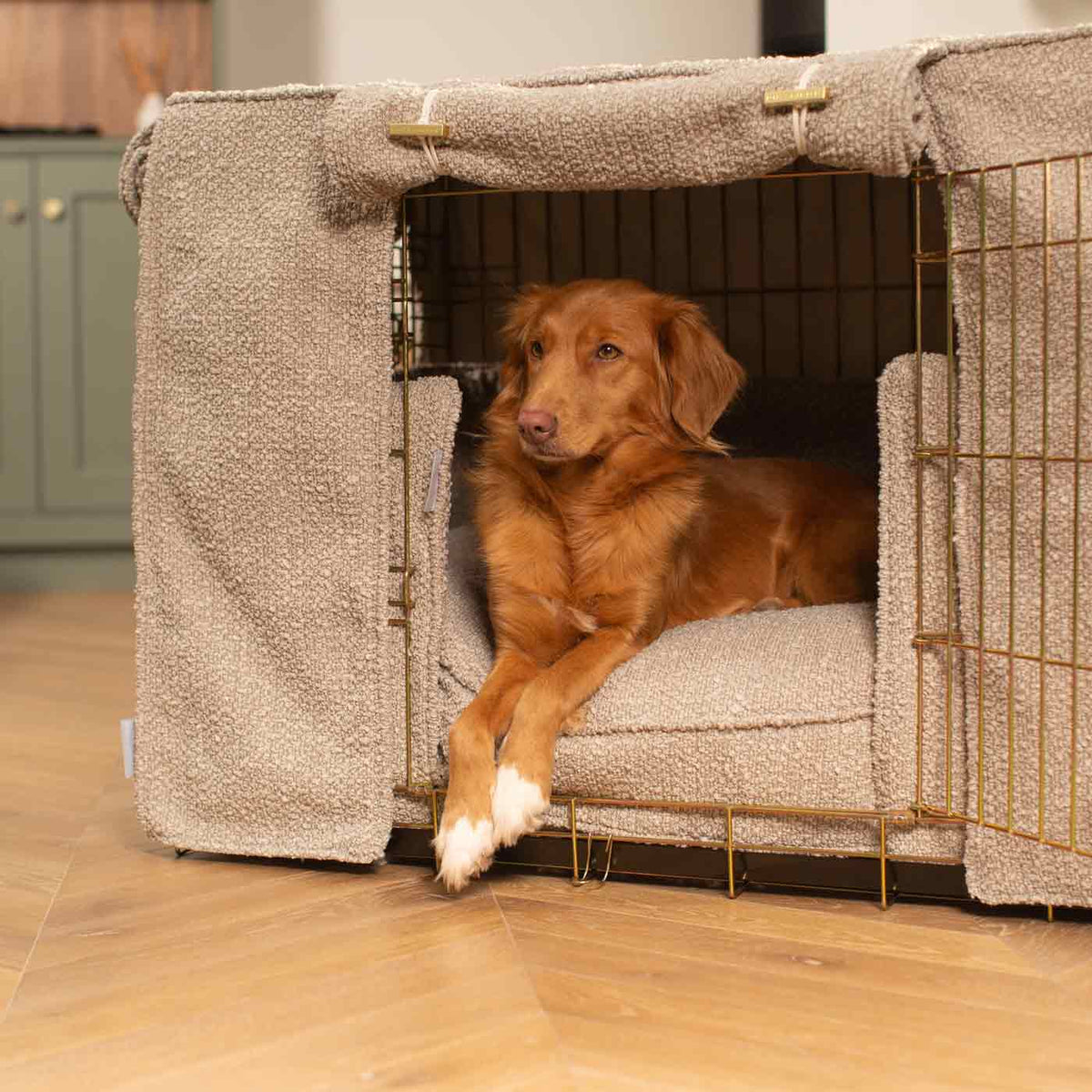 [TEST] Dog Crate Set In Mink Bouclé, view 2