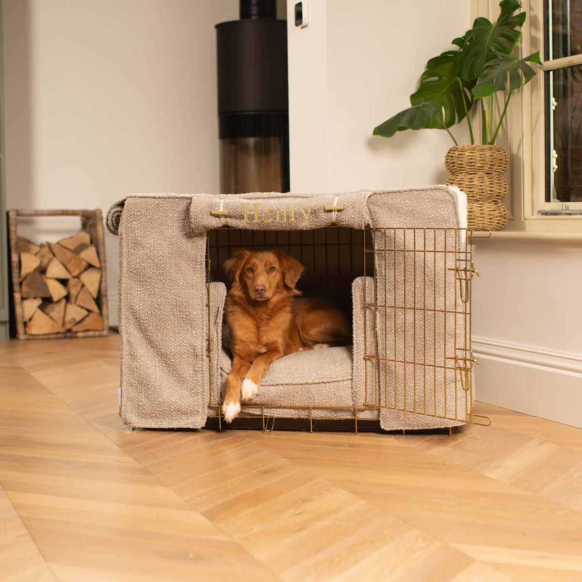 [TEST] Dog Crate Set In Mink Bouclé, view 14
