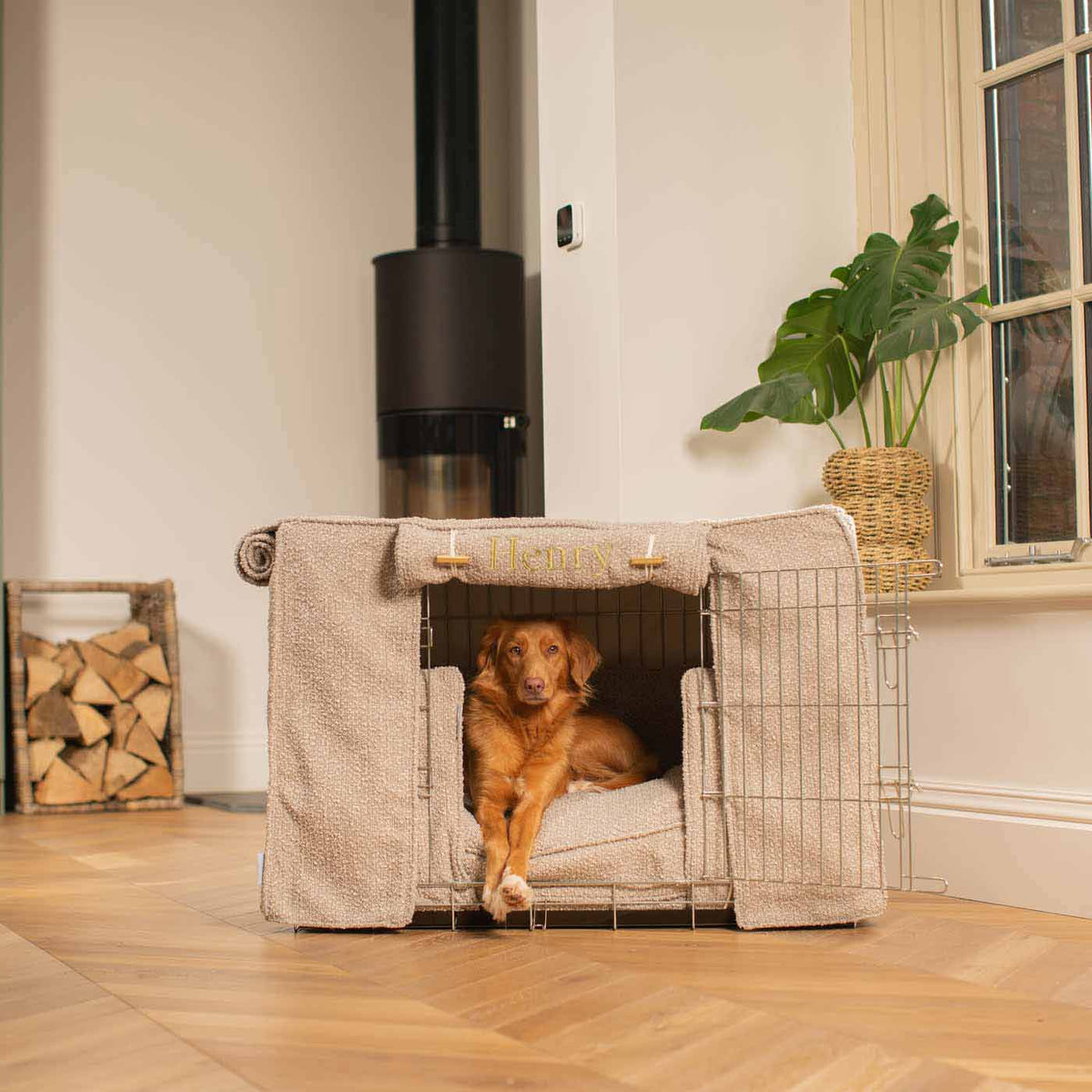 [TEST] Dog Crate Set In Mink Bouclé, view 15