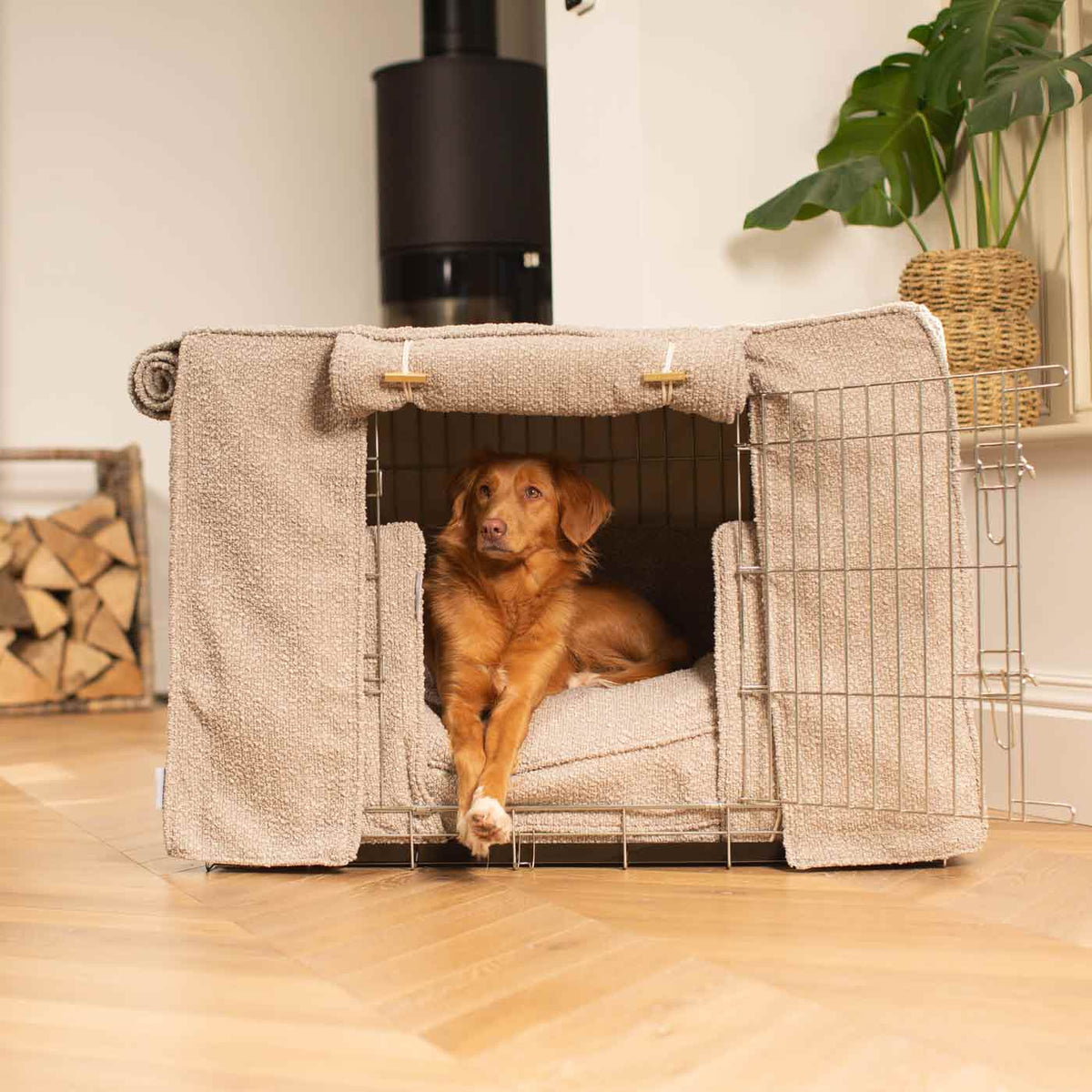 [TEST] Dog Crate Set In Mink Bouclé, view 9