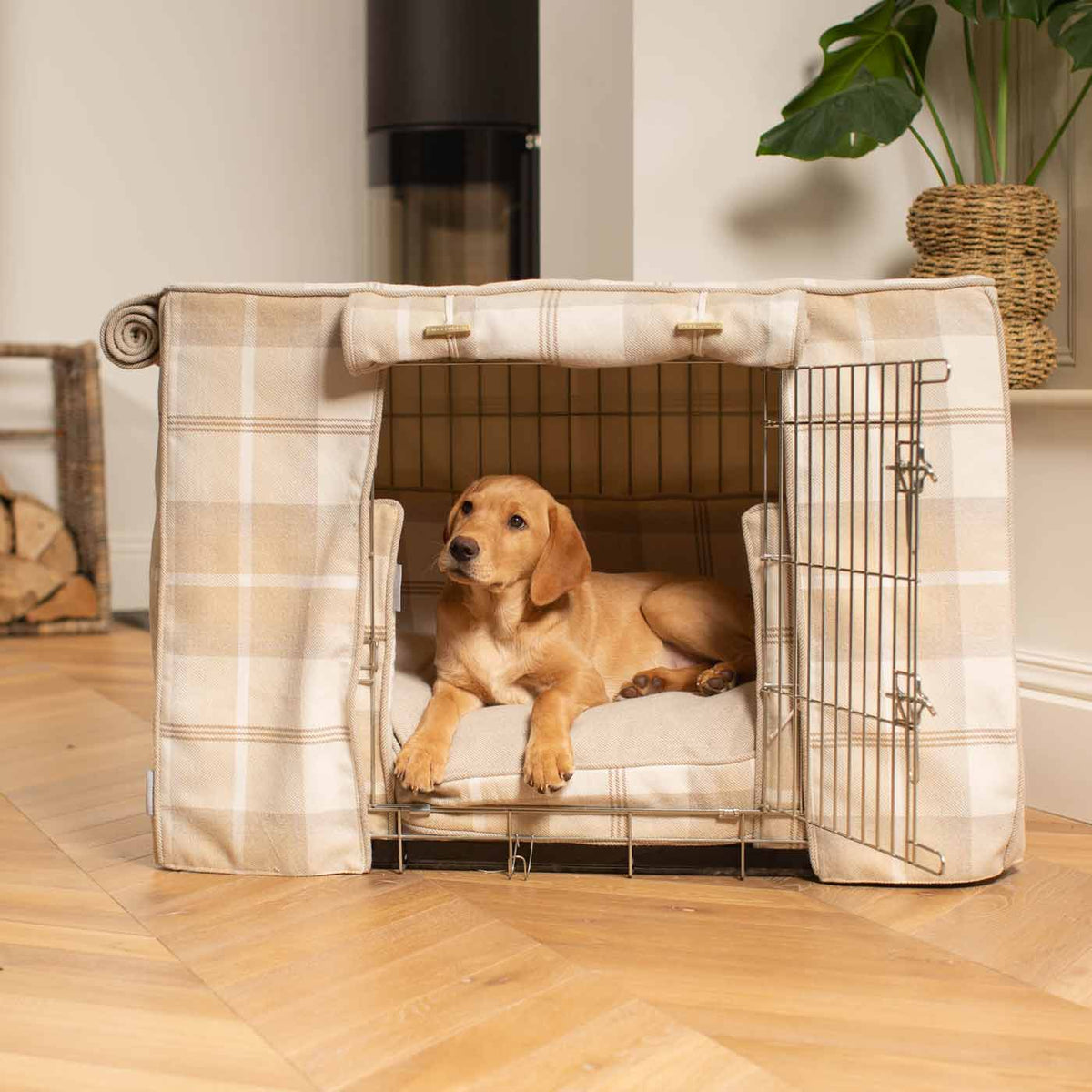 Dog Crate Set In Balmoral Natural Tweed
