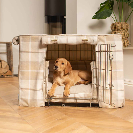 Dog Crate Set In Balmoral Natural Tweed