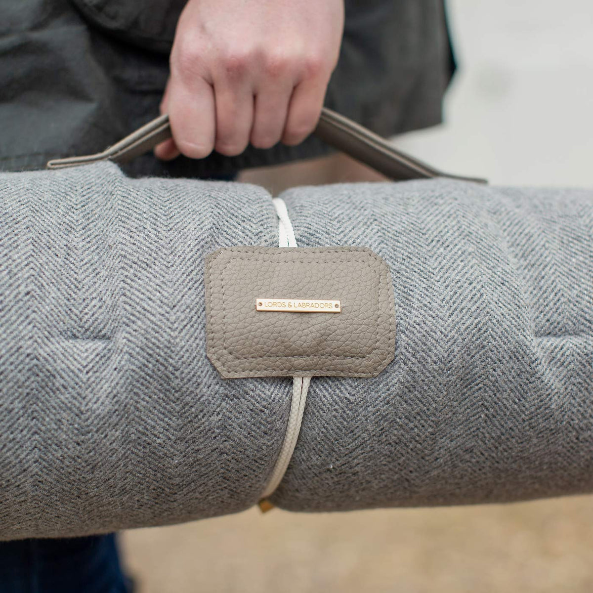 Travel Mat in Pewter Herringbone Tweed, view 4