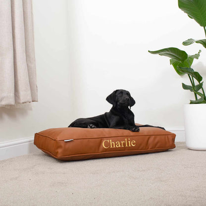 Dog Cushion With Removable Cover in Rhino Tough Ember Faux Leather, view 4