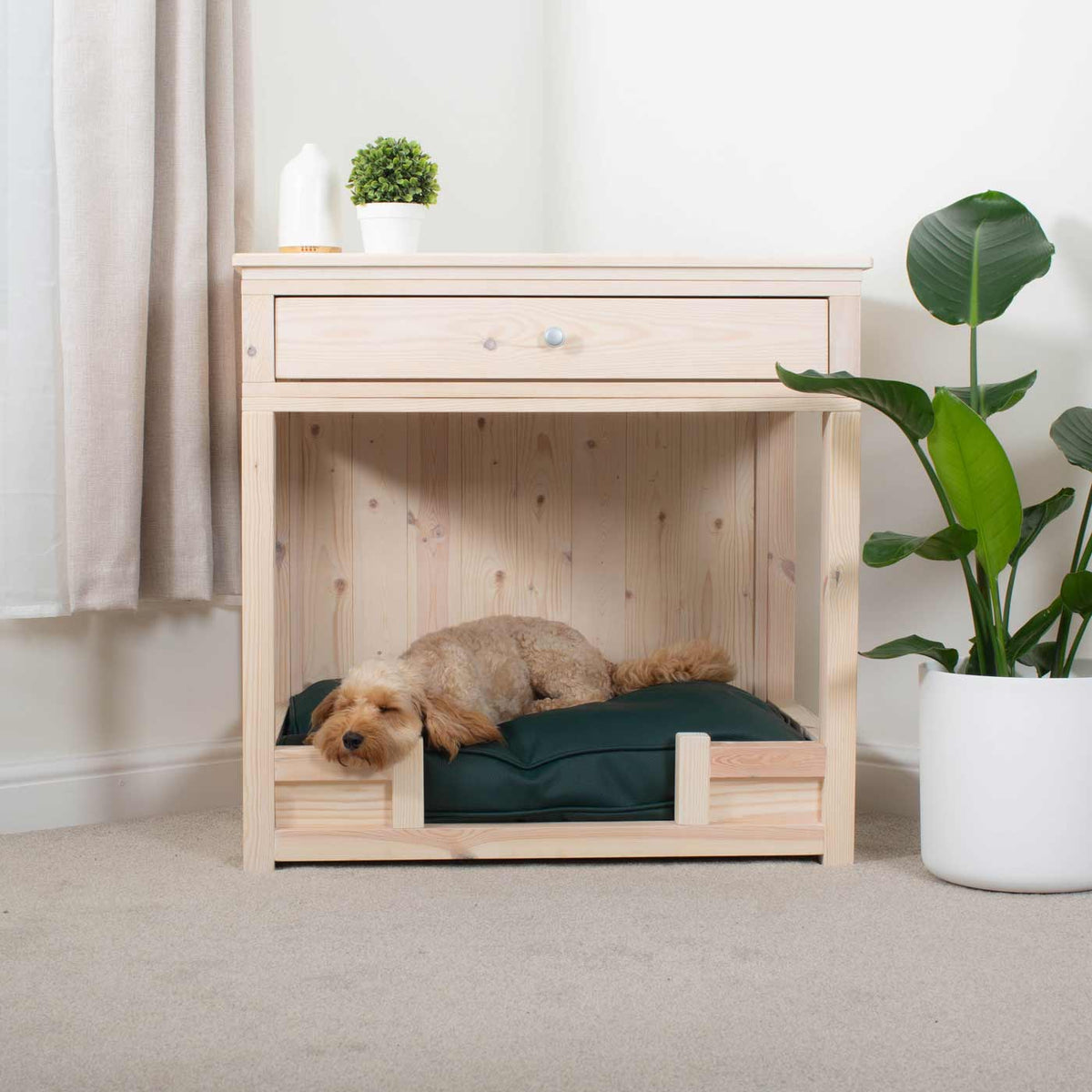 Wooden Salcombe Open Dog Crate with Drawer, view 3