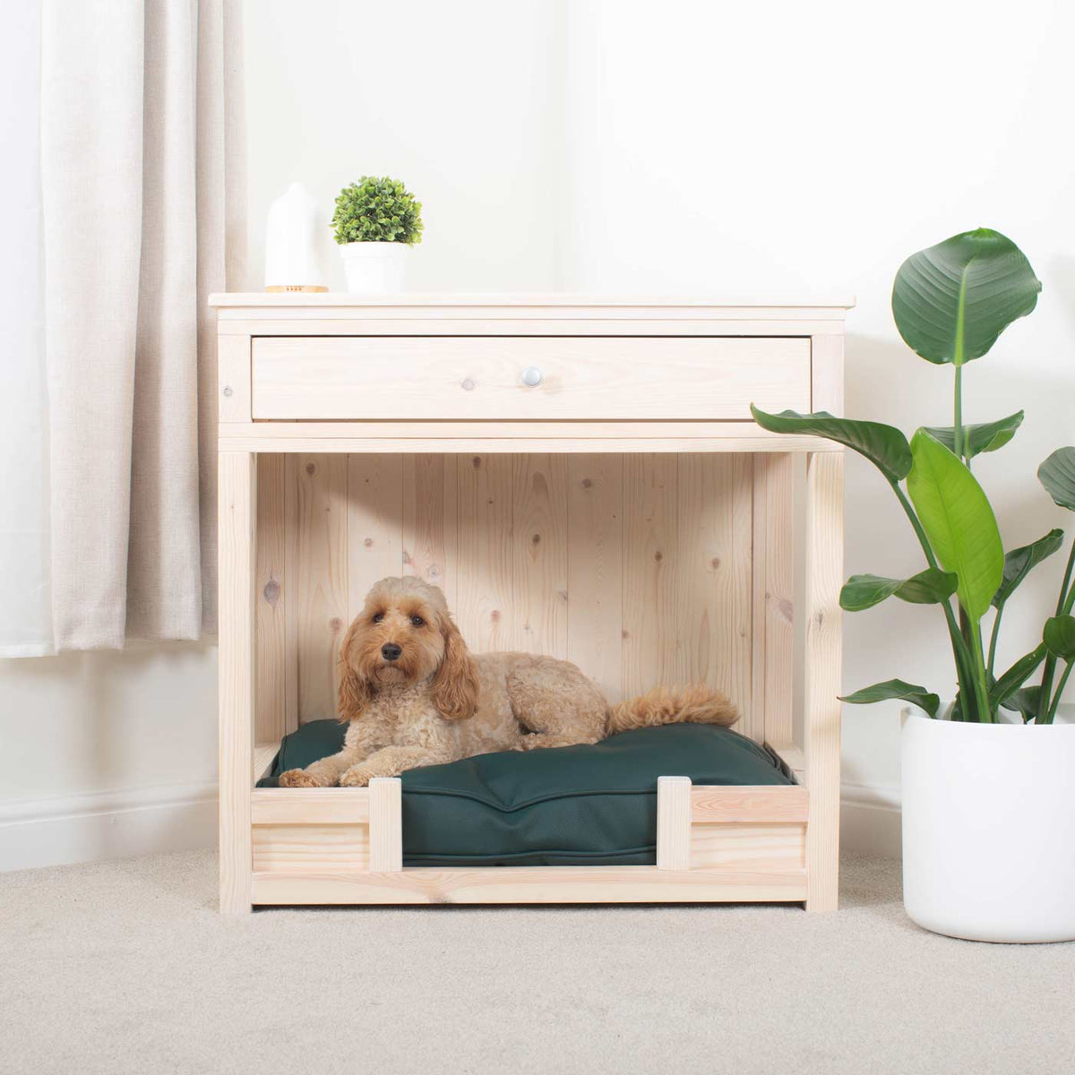 Wooden Salcombe Open Dog Crate with Drawer, view 4