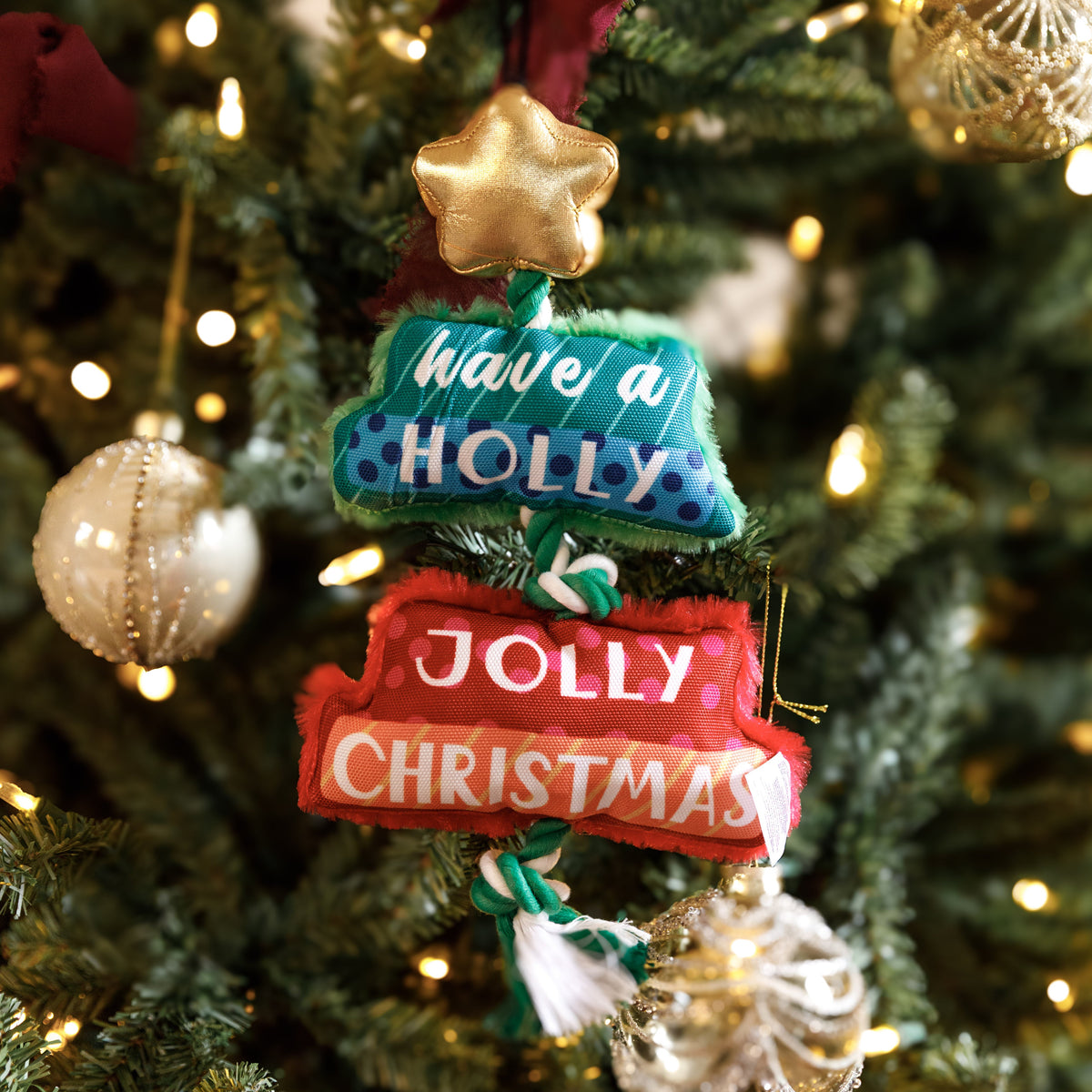 House of Paws Merry & Bright Christmas Tree Dog Toy