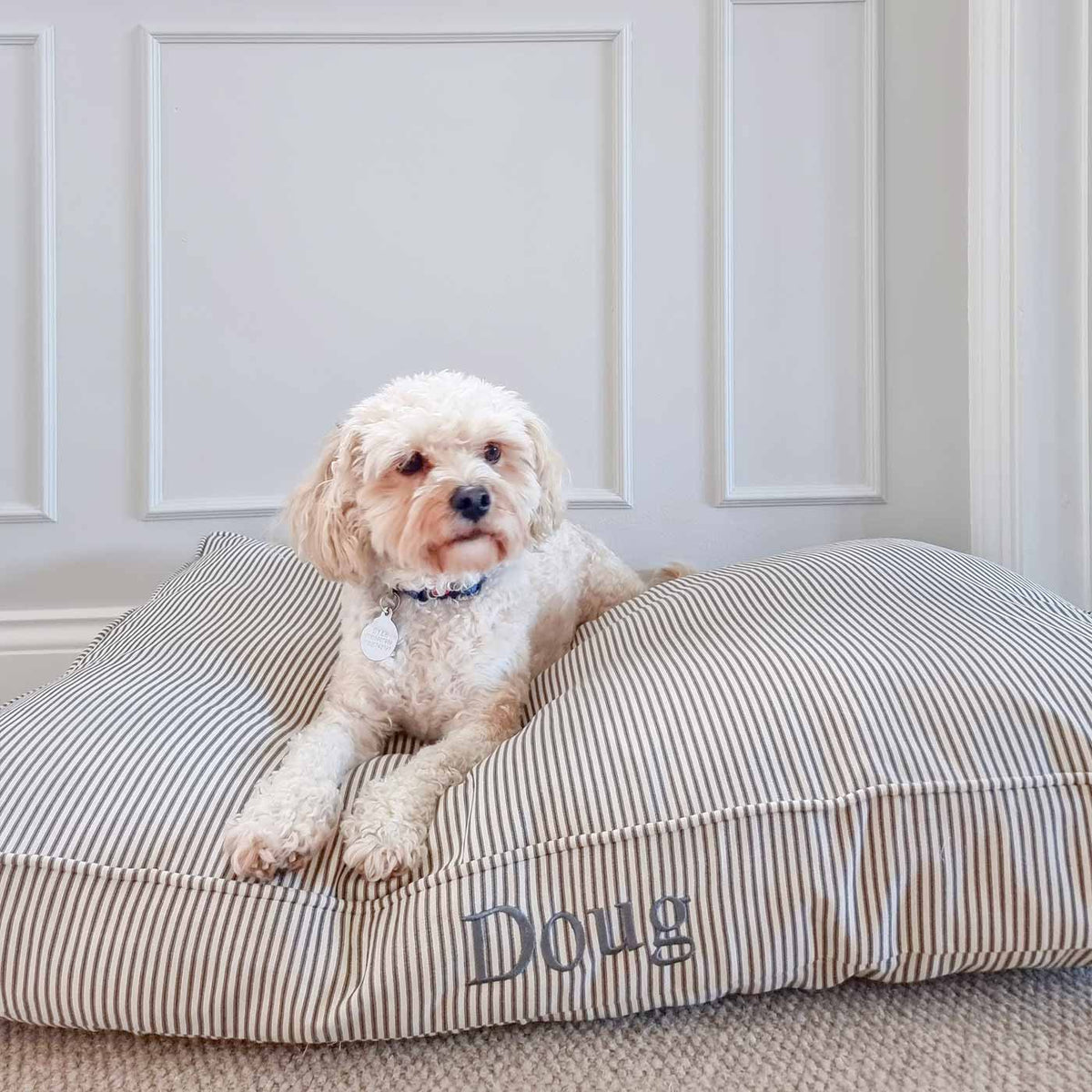 Dog Cushion in Regency Stripe, view 10