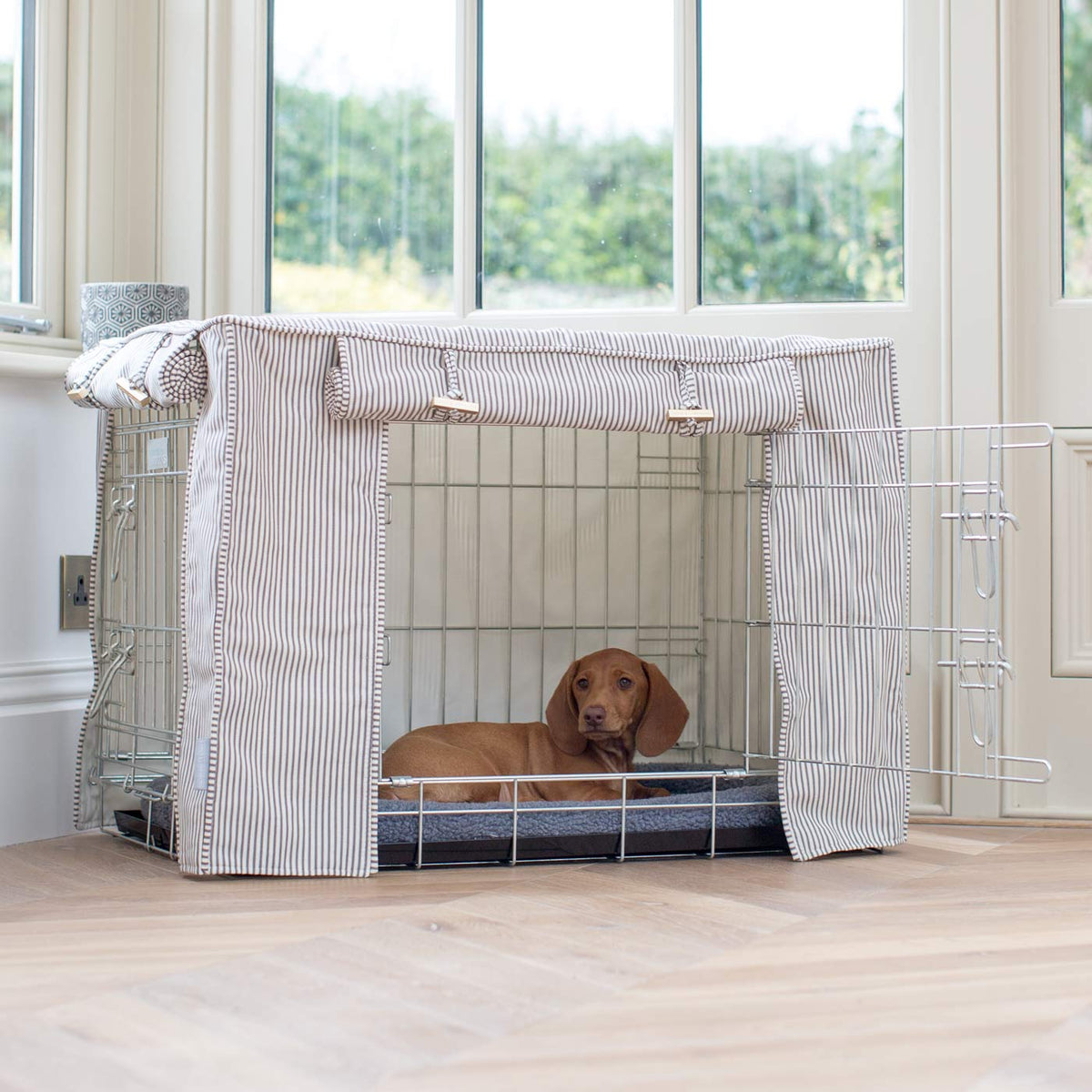 Dog Crate with Crate Cover in Regency Stripe, view 4
