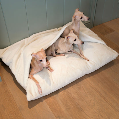 Sleepy Burrows Bed With Removable Cover in Calming Anti-Anxiety Cream Faux Fur, view 3