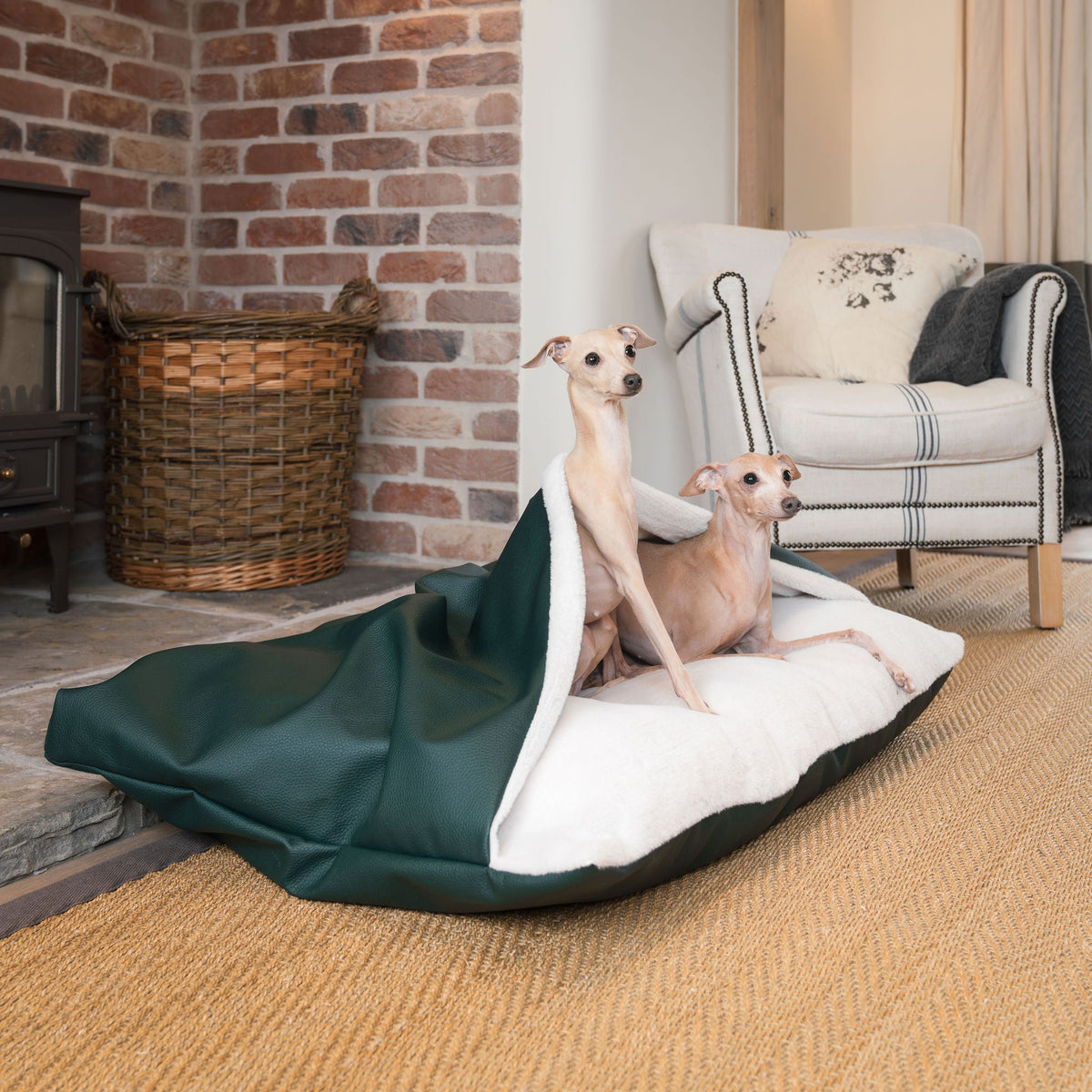 Sleepy Burrows Bed With Removable Cover in Forest Rhino Tough Faux Leather, view 3