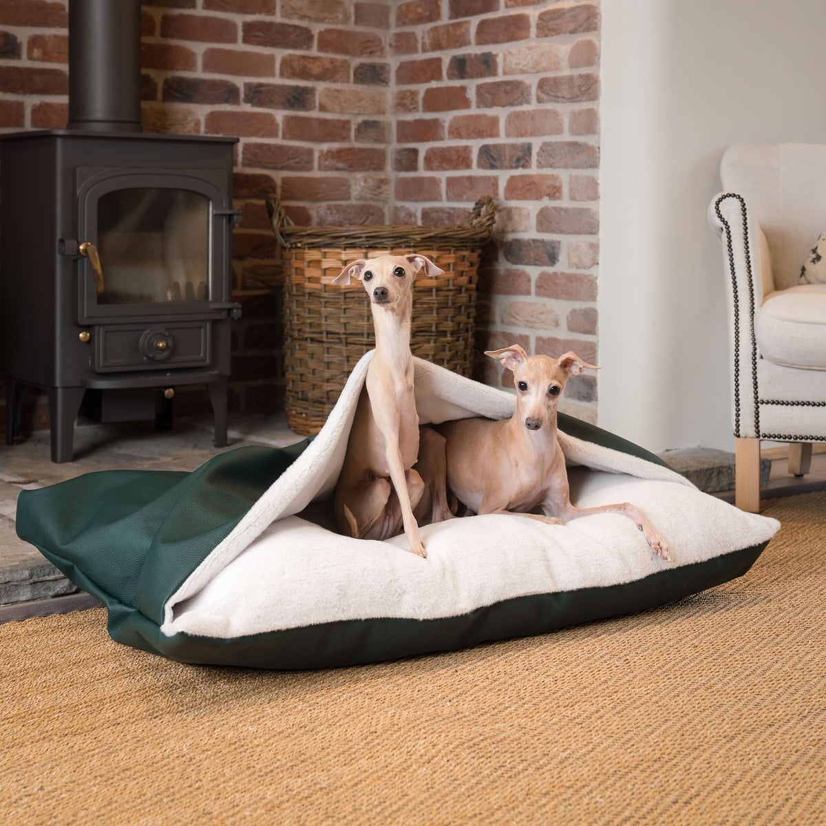 Sleepy Burrows Bed With Removable Cover in Forest Rhino Tough Faux Leather