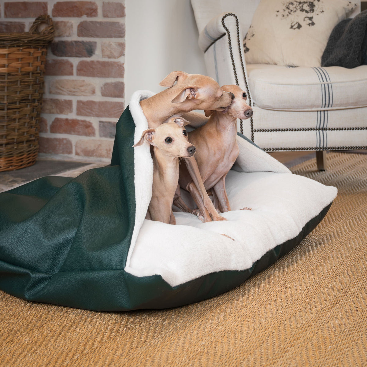 Sleepy Burrows Bed With Removable Cover in Forest Rhino Tough Faux Leather, view 5