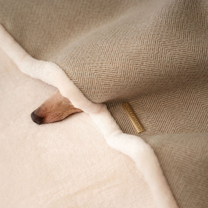 Sleepy Burrows Bed With Removable Cover in Natural Herringbone, view 4