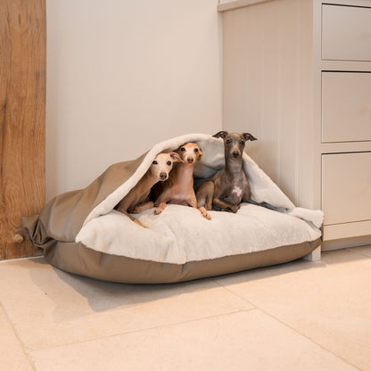 Sleepy Burrows Bed With Removable Cover in Camel Rhino Tough Faux Leather, view 3