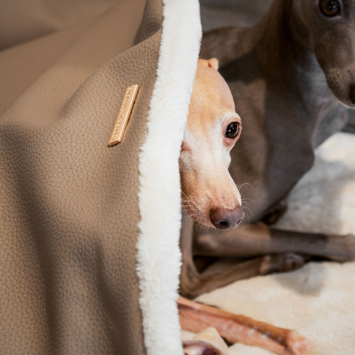 Sleepy Burrows Bed With Removable Cover in Camel Rhino Tough Faux Leather, view 6