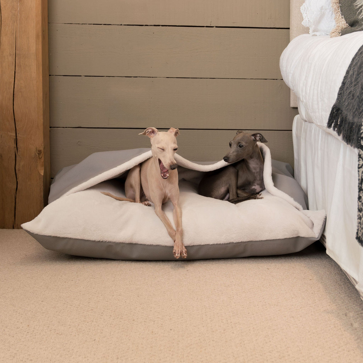 Sleepy Burrows Bed With Removable Cover in Granite Rhino Tough Faux Leather, view 3